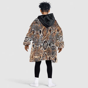 African Wild Animal Skins Kid Wearable Blanket Hoodie Vintage Snake Skin Pattern - African Pride