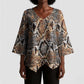 African Wild Animal Skins Kimono Sleeve Blouse Vintage Snake Skin Pattern