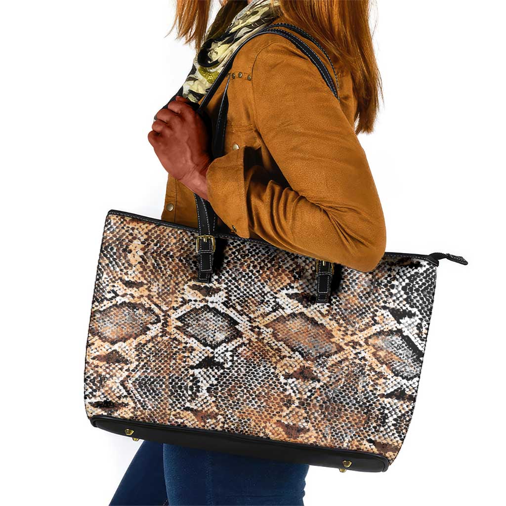African Wild Animal Skins Leather Tote Bag Vintage Snake Skin Pattern - African Pride