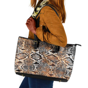 African Wild Animal Skins Leather Tote Bag Vintage Snake Skin Pattern - African Pride