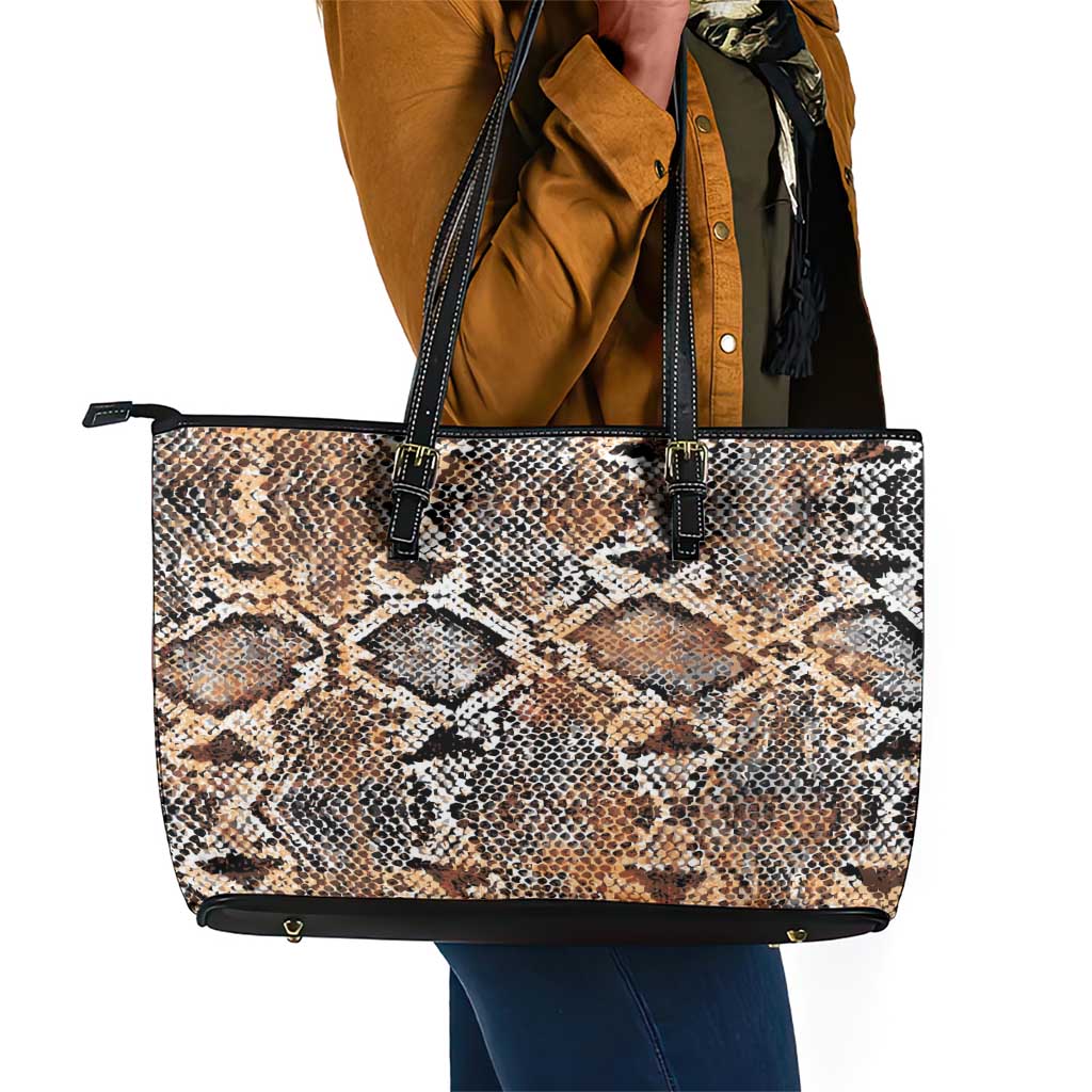 African Wild Animal Skins Leather Tote Bag Vintage Snake Skin Pattern - African Pride