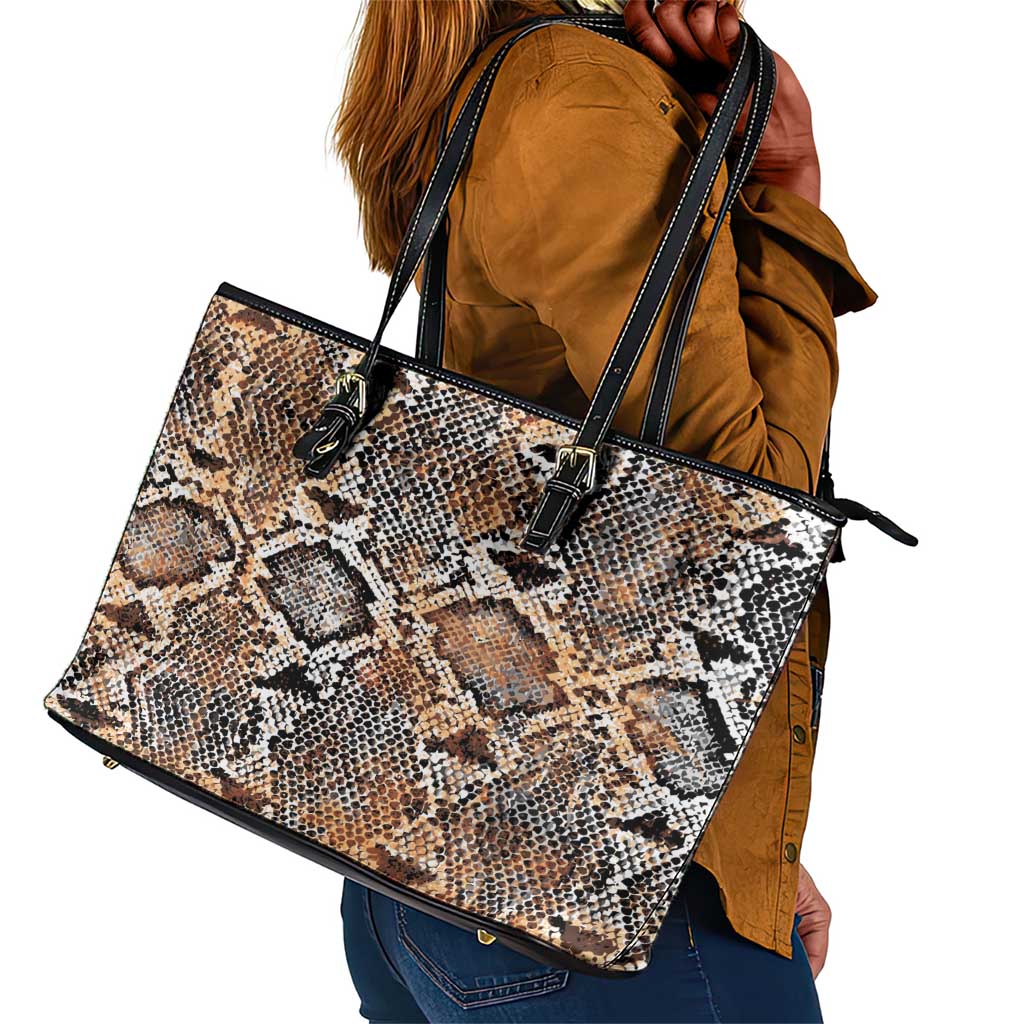 African Wild Animal Skins Leather Tote Bag Vintage Snake Skin Pattern - African Pride