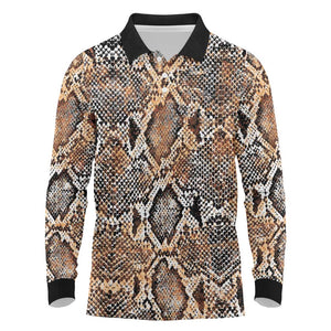 African Wild Animal Skins Long Sleeve Polo Shirt Vintage Snake Skin Pattern - African Pride