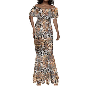 African Wild Animal Skins Mermaid Dress Vintage Snake Skin Pattern - African Pride