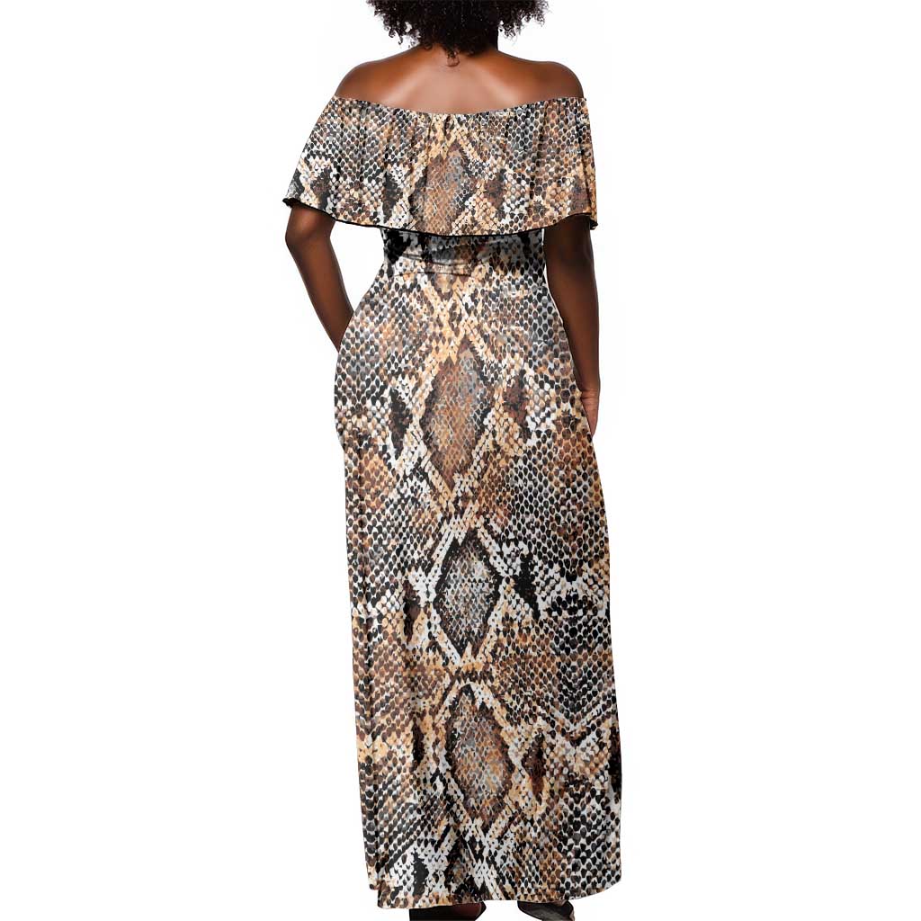 African Wild Animal Skins Off Shoulder Maxi Dress Vintage Snake Skin Pattern - African Pride