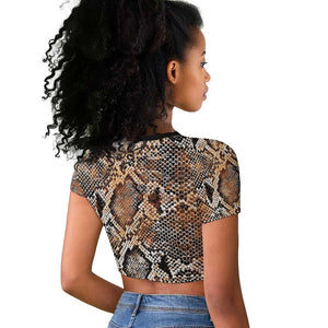 African Wild Animal Skins Raglan Cropped T shirt Vintage Snake Skin Pattern - African Pride