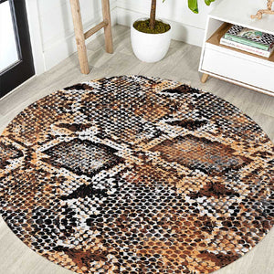 African Wild Animal Skins Round Carpet Vintage Snake Skin Pattern - African Pride