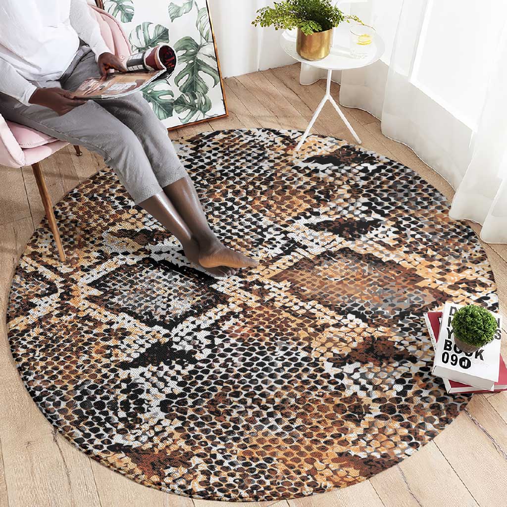African Wild Animal Skins Round Carpet Vintage Snake Skin Pattern - African Pride