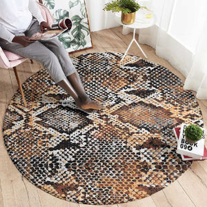 African Wild Animal Skins Round Carpet Vintage Snake Skin Pattern - African Pride