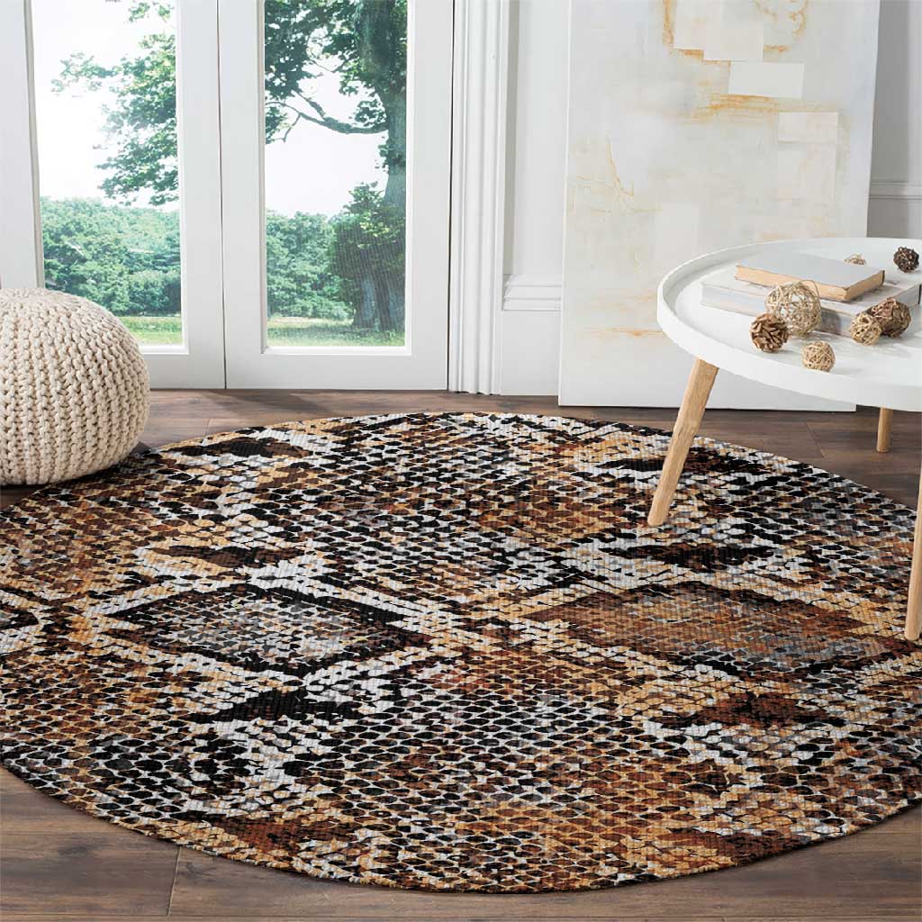 African Wild Animal Skins Round Carpet Vintage Snake Skin Pattern - African Pride