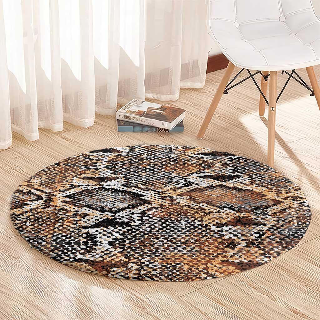 African Wild Animal Skins Round Carpet Vintage Snake Skin Pattern - African Pride