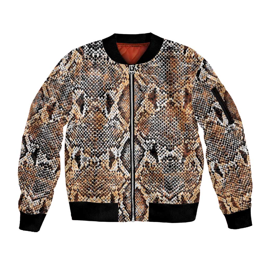 African Wild Animal Skins Sleeve Zip Bomber Jacket Vintage Snake Skin Pattern - African Pride