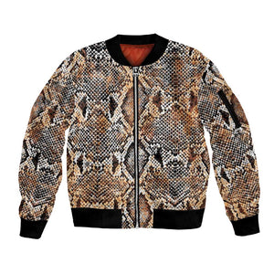 African Wild Animal Skins Sleeve Zip Bomber Jacket Vintage Snake Skin Pattern - African Pride