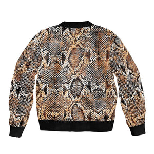 African Wild Animal Skins Sleeve Zip Bomber Jacket Vintage Snake Skin Pattern - African Pride