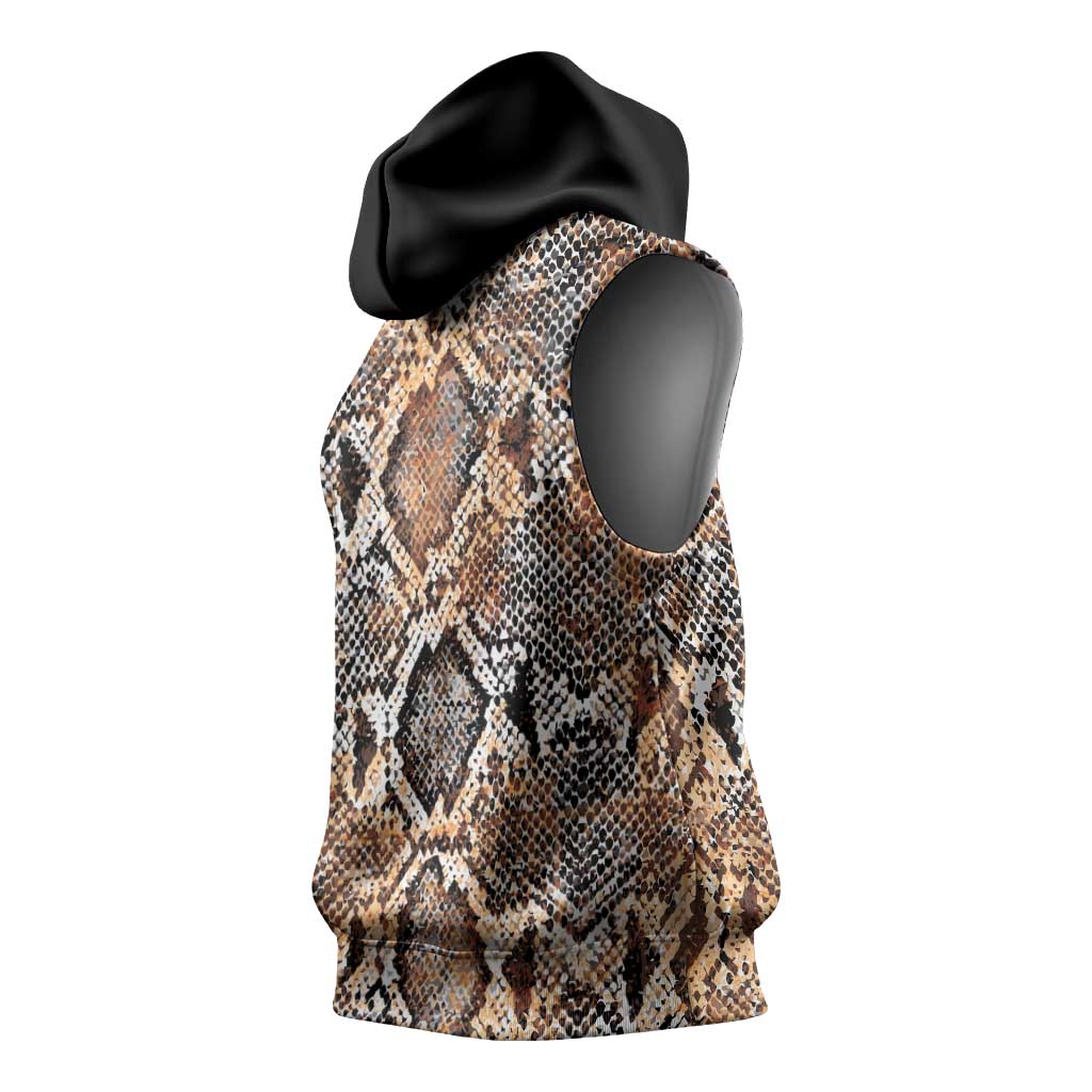 African Wild Animal Skins Sleeveless Hoodie Vintage Snake Skin Pattern - African Pride