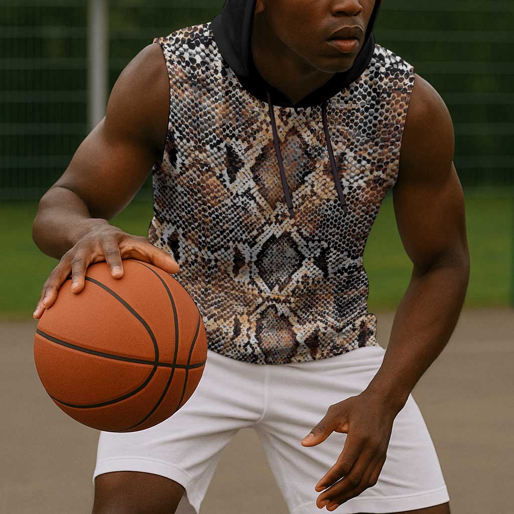 African Wild Animal Skins Sleeveless Hoodie Vintage Snake Skin Pattern - African Pride