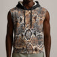African Wild Animal Skins Sleeveless Hoodie Vintage Snake Skin Pattern - African Pride