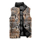 African Wild Animal Skins Sleeveless Puffer Jacket Vintage Snake Skin Pattern