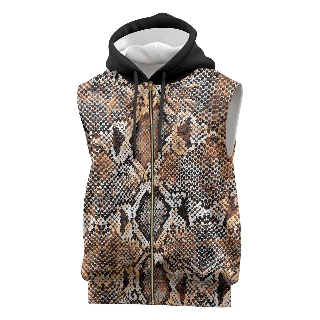 African Wild Animal Skins Sleeveless Zip Hoodie Vintage Snake Skin Pattern - African Pride