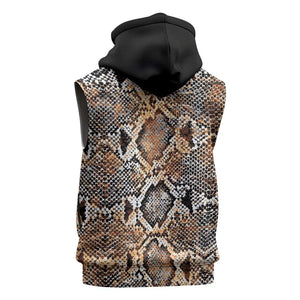 African Wild Animal Skins Sleeveless Zip Hoodie Vintage Snake Skin Pattern - African Pride