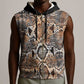 African Wild Animal Skins Sleeveless Zip Hoodie Vintage Snake Skin Pattern - African Pride