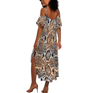 African Wild Animal Skins Summer Maxi Dress Vintage Snake Skin Pattern - African Pride