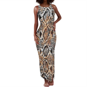 African Wild Animal Skins Tank Maxi Dress Vintage Snake Skin Pattern - African Pride