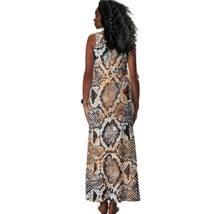 African Wild Animal Skins Tank Maxi Dress Vintage Snake Skin Pattern - African Pride