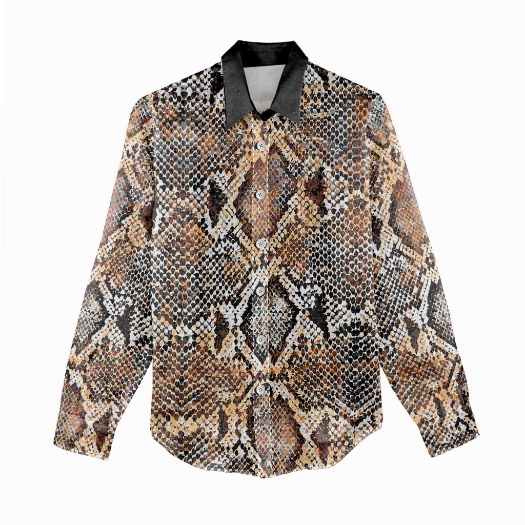 African Wild Animal Skins Women Casual Shirt Vintage Snake Skin Pattern - African Pride