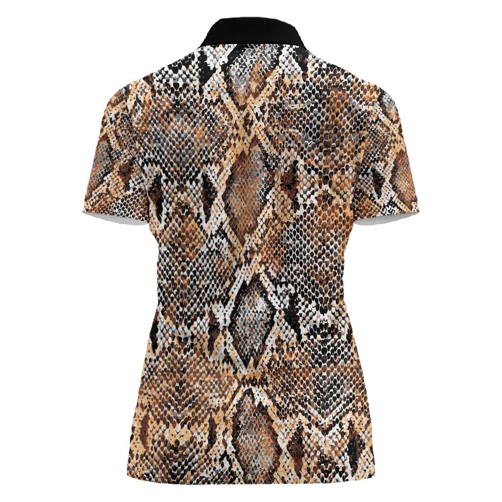 African Wild Animal Skins Women Polo Shirt Vintage Snake Skin Pattern - African Pride
