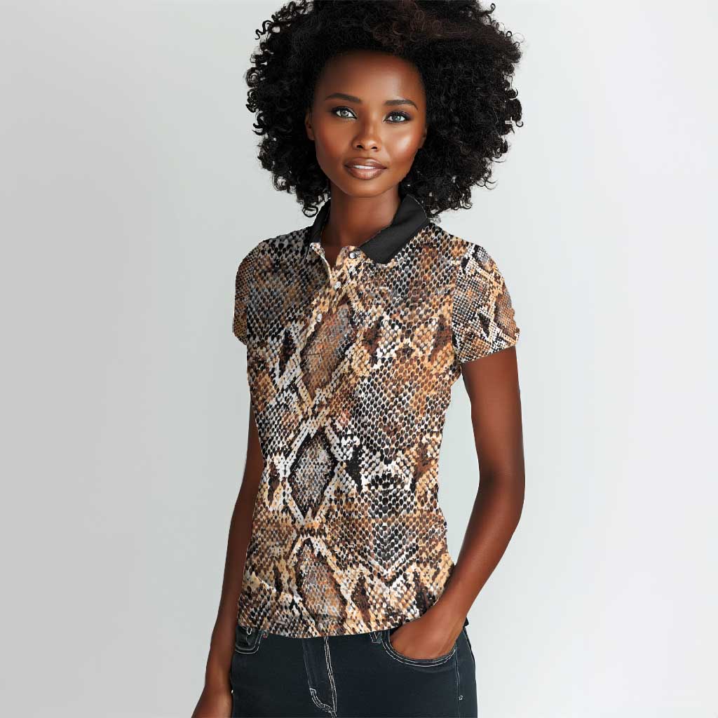 African Wild Animal Skins Women Polo Shirt Vintage Snake Skin Pattern - African Pride