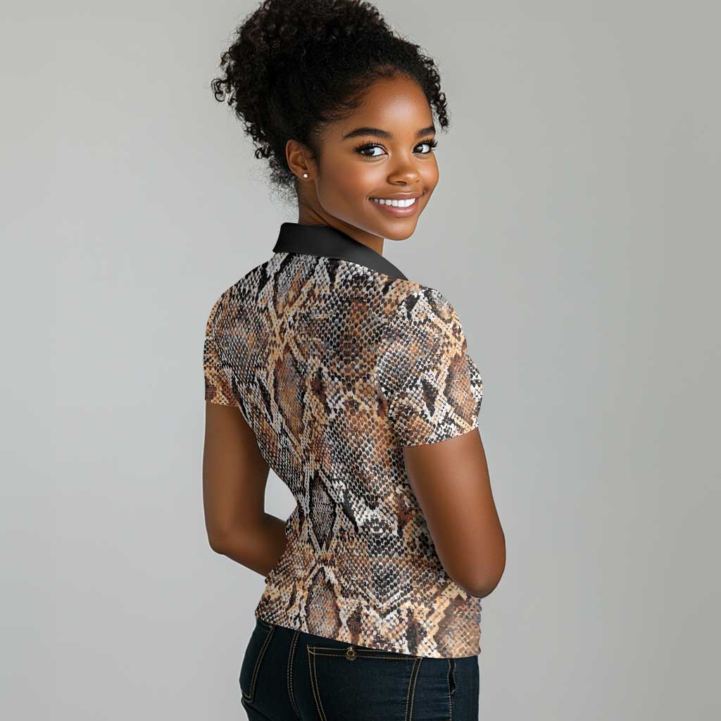 African Wild Animal Skins Women Polo Shirt Vintage Snake Skin Pattern - African Pride