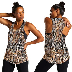 African Wild Animal Skins Women Racerback Tank Vintage Snake Skin Pattern - African Pride