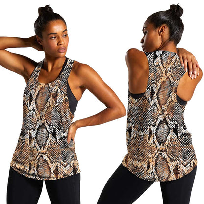 African Wild Animal Skins Women Racerback Tank Vintage Snake Skin Pattern - African Pride
