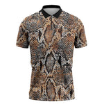 African Wild Animal Skins Zipper Polo Shirt Vintage Snake Skin Pattern