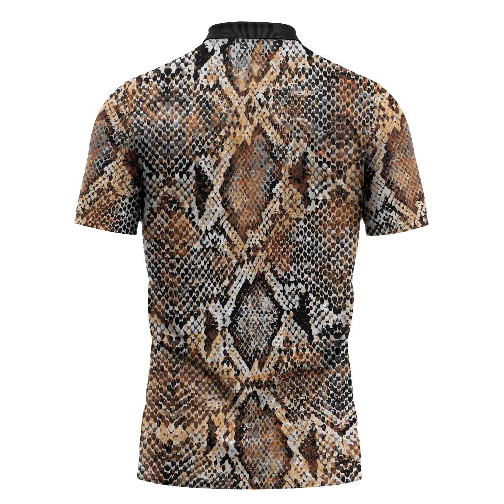 African Wild Animal Skins Zipper Polo Shirt Vintage Snake Skin Pattern