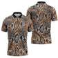 African Wild Animal Skins Zipper Polo Shirt Vintage Snake Skin Pattern