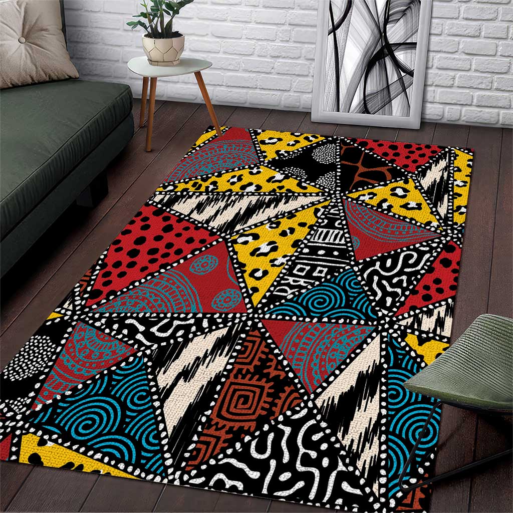 African Wild Animal Skins Area Rug Triangles Pattern Afro Pattern Style ...