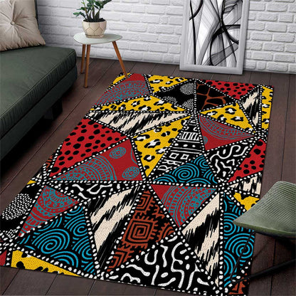 African Wild Animal Skins Area Rug Triangles Pattern Afro Pattern Style - African Pride