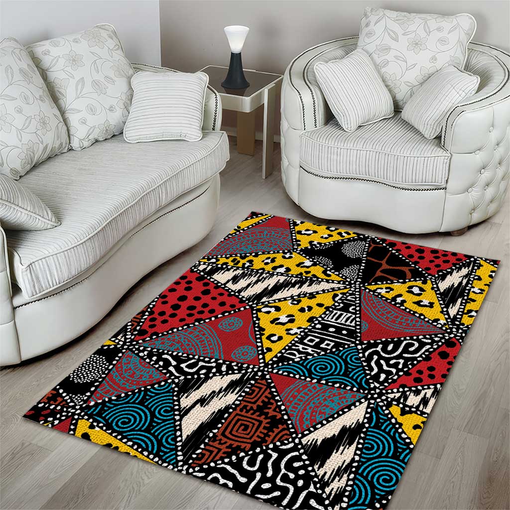 African Wild Animal Skins Area Rug Triangles Pattern Afro Pattern Style - African Pride