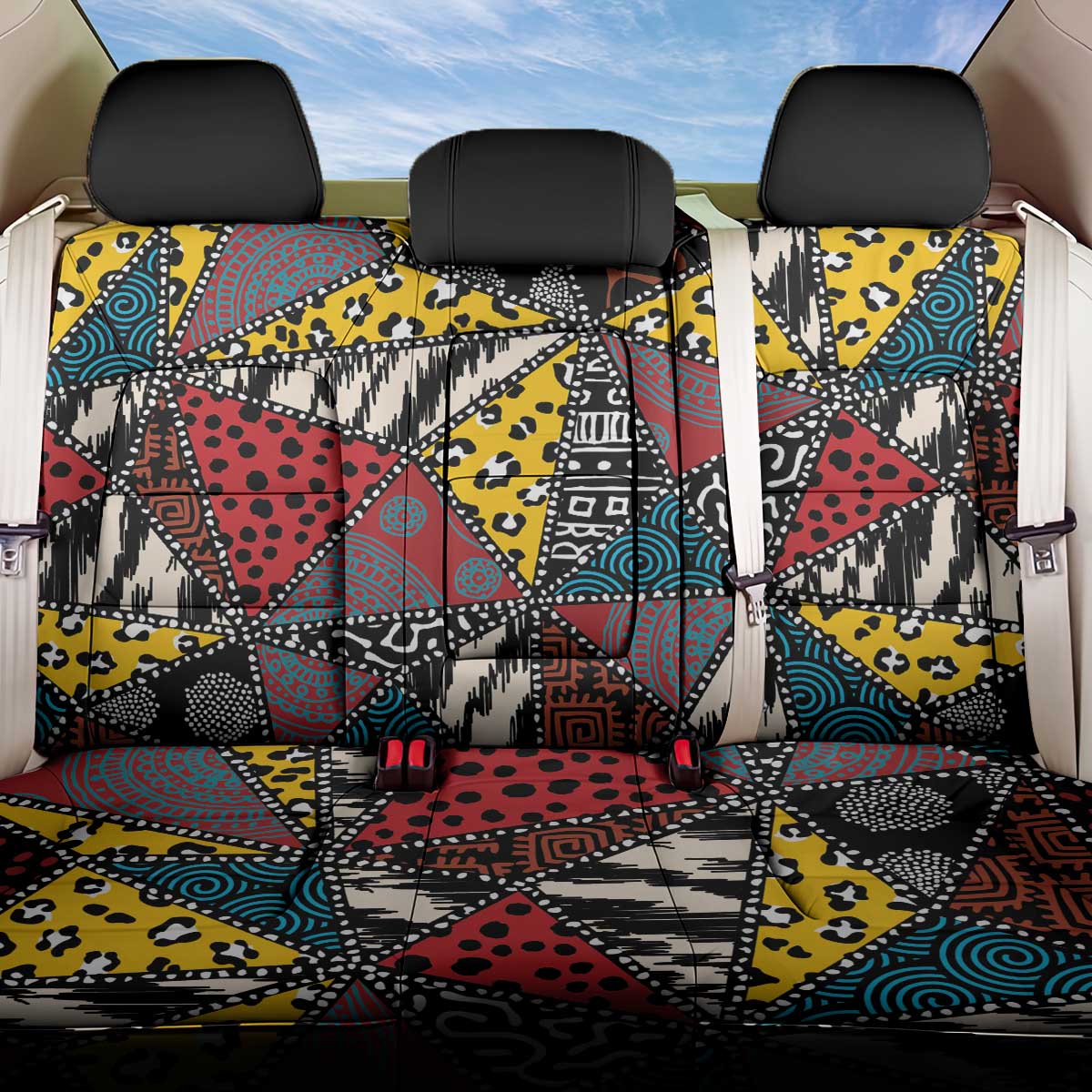 African Wild Animal Skins Back Car Seat Cover Triangles Pattern Afro Pattern Style - African Pride