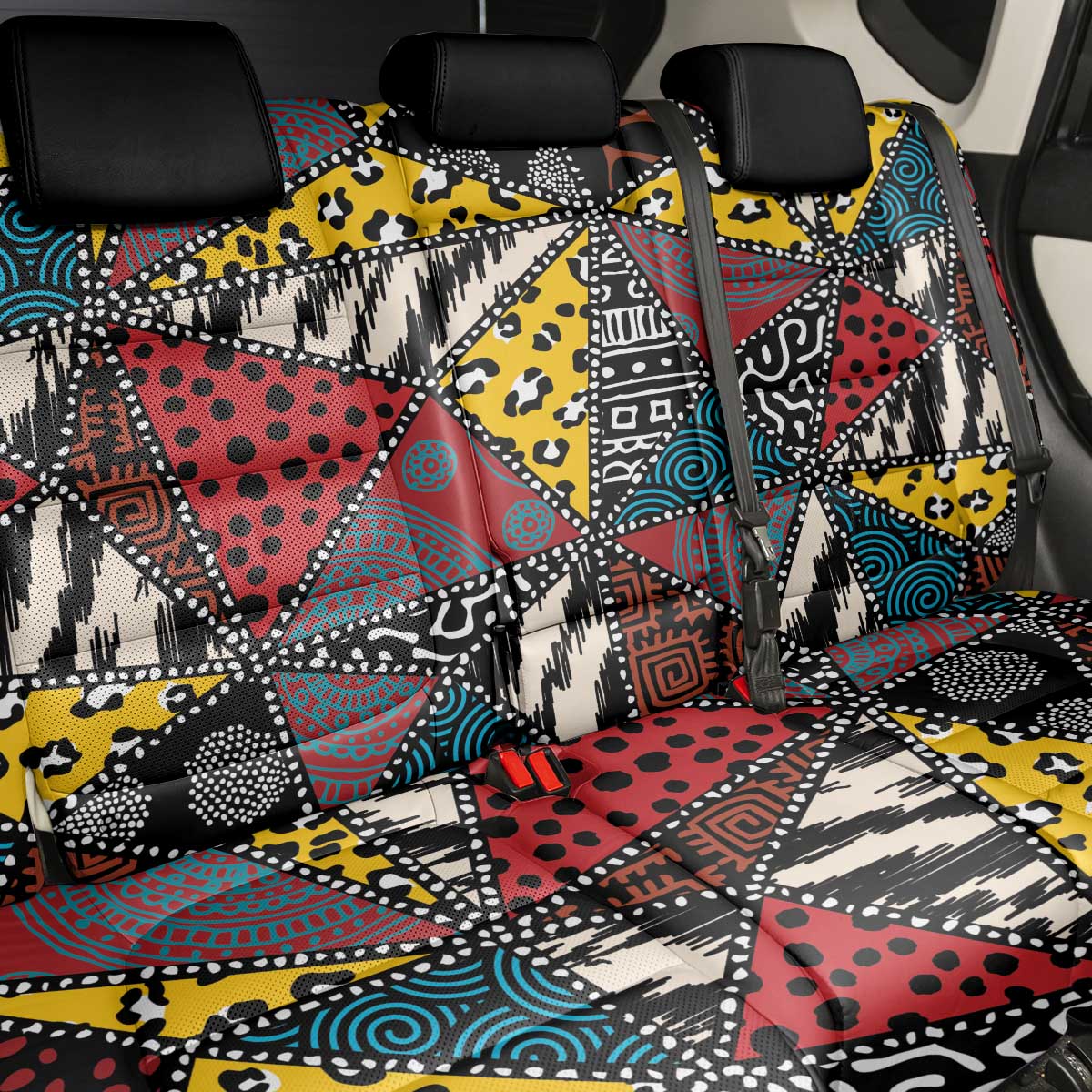 African Wild Animal Skins Back Car Seat Cover Triangles Pattern Afro Pattern Style - African Pride