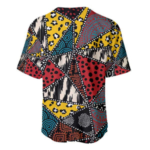 African Wild Animal Skins Baseball Jersey Triangles Pattern Afro Pattern Style - African Pride