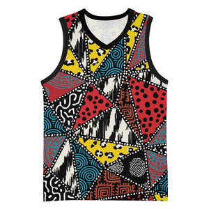 African Wild Animal Skins Basketball Jersey Triangles Pattern Afro Pattern Style - African Pride