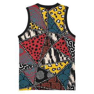 African Wild Animal Skins Basketball Jersey Triangles Pattern Afro Pattern Style - African Pride