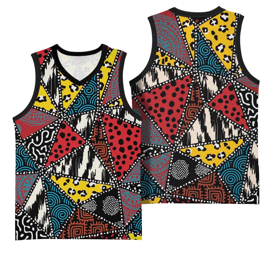 African Wild Animal Skins Basketball Jersey Triangles Pattern Afro Pattern Style - African Pride
