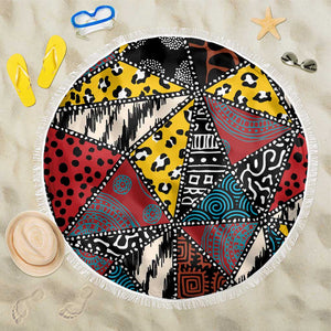 African Wild Animal Skins Beach Blanket Triangles Pattern Afro Pattern Style - African Pride