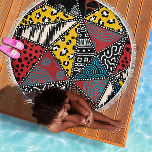 African Wild Animal Skins Beach Blanket Triangles Pattern Afro Pattern Style - African Pride