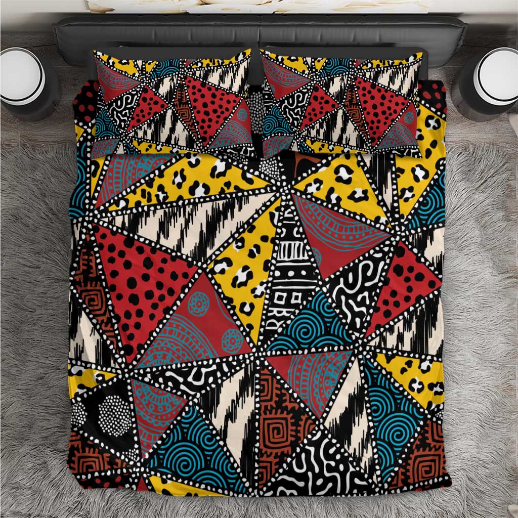 African Wild Animal Skins Bedding Set Triangles Pattern Afro Pattern Style - African Pride
