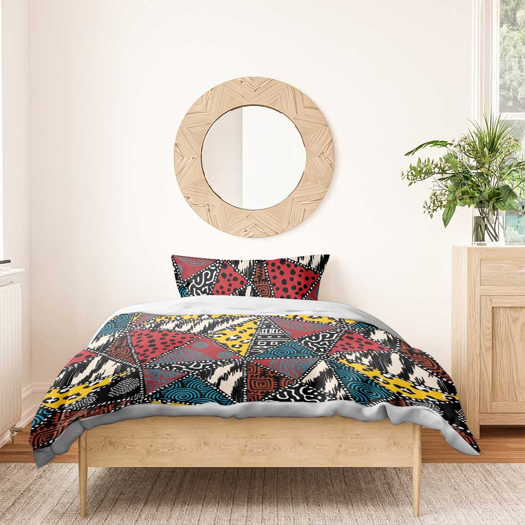 African Wild Animal Skins Bedding Set Triangles Pattern Afro Pattern Style - African Pride